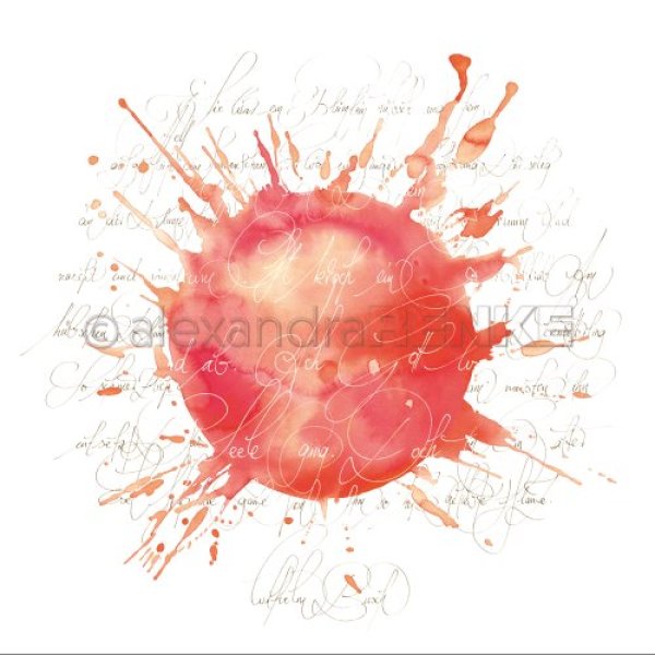 10.856 alexandra renke designpapier 12x12 kalligraphie rot orange