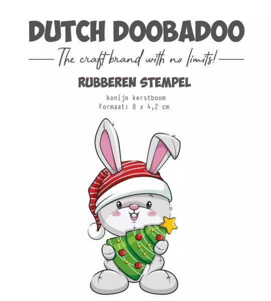 Kaninchen mit Christbaum Dutch Doobadoo Rubber Stamp