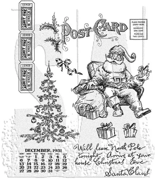 Santa Visit Tim Holtz Rubber Stamps Stamper Anonymous