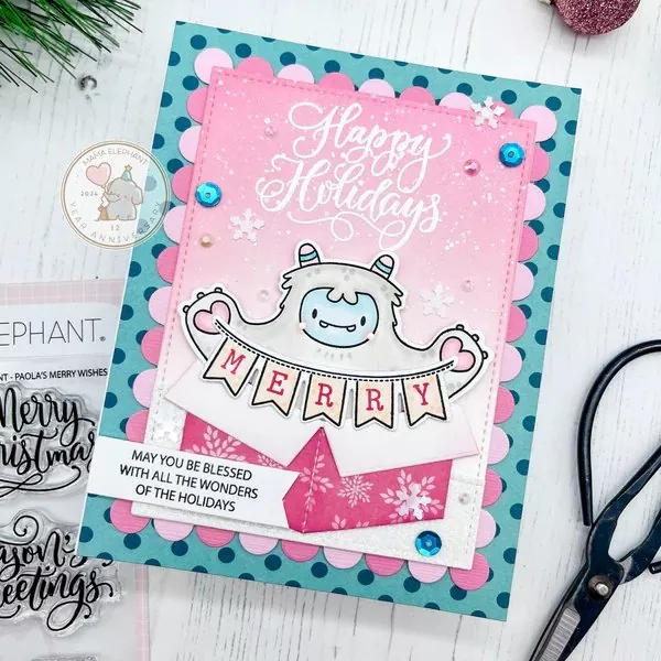 Paola's Merry Wishes Clear Stamps Stempel Mama Elephant 3