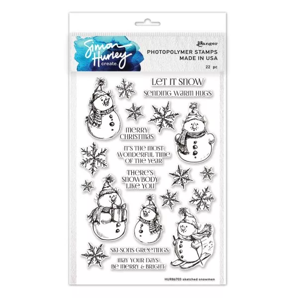 Simon Hurley Sketched Snowmen Ranger Clear Stamps