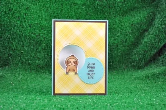 LF1602 SlowDownAndEnjoy lawn fawn clear stamps card2