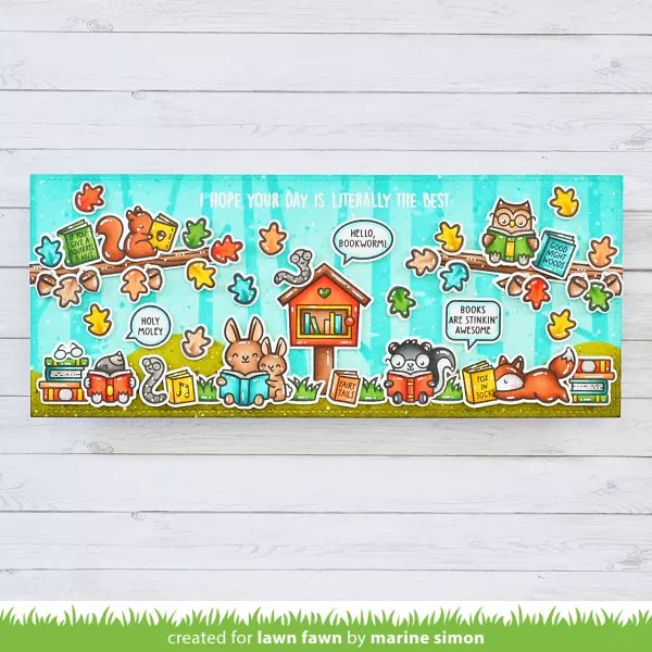 Little Woodland Library Add-On Coloring Stencils Lawn Fawn 2