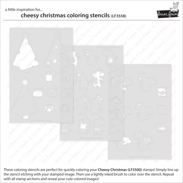 Cheesy Christmas Coloring Stencils Lawn Fawn 1