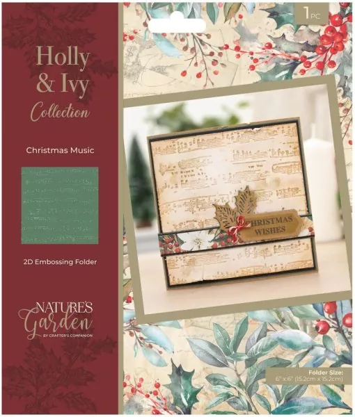 Holly & Ivy Christmas Music Embossing Folder crafters companion