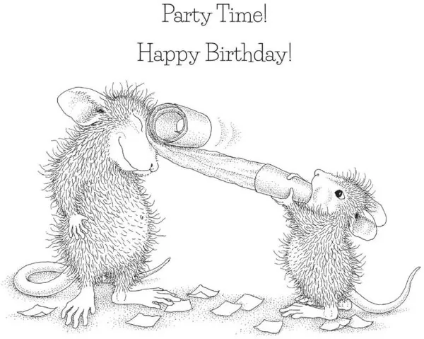 House-Mouse Party Time! Spellbinders Rubber Stamp 1