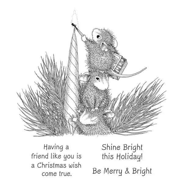 House-Mouse Holiday Glow Spellbinders Rubber Stamp 1