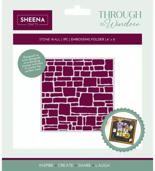 Through the Window Stone Wall Embossing Folder crafters companion