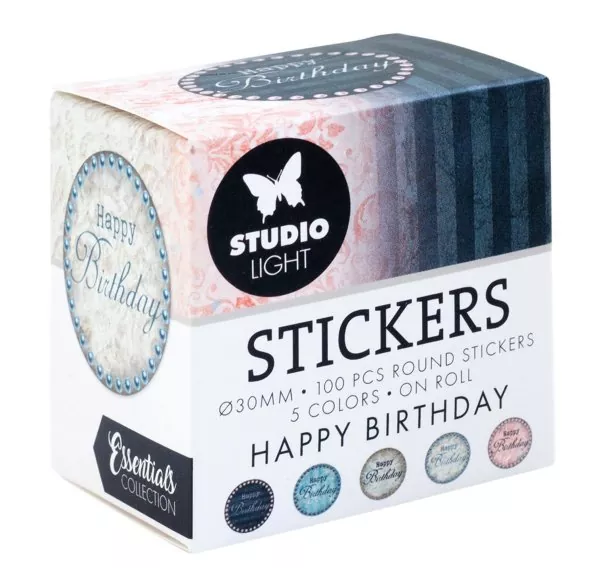 Studio Light Happy Birthday Round Stickers on Roll