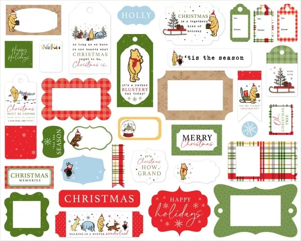 Winnie The Pooh Christmas Frames & Tags Die Cut Embellishment Echo Park Paper Co 1