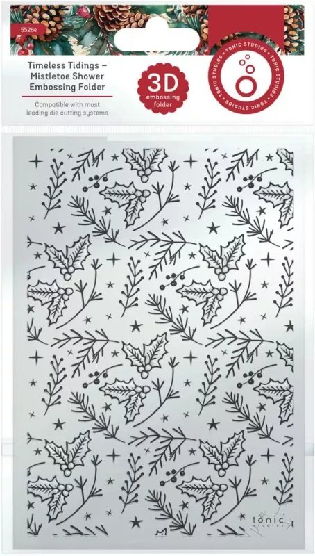 Timeless Tidings Mistletoe Shower 3D Embossing Folder from Tonic Studios