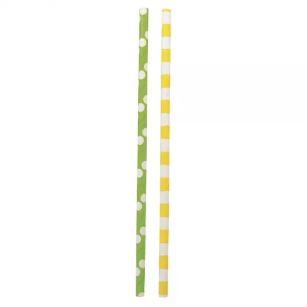 rayher paper straws green yellow white