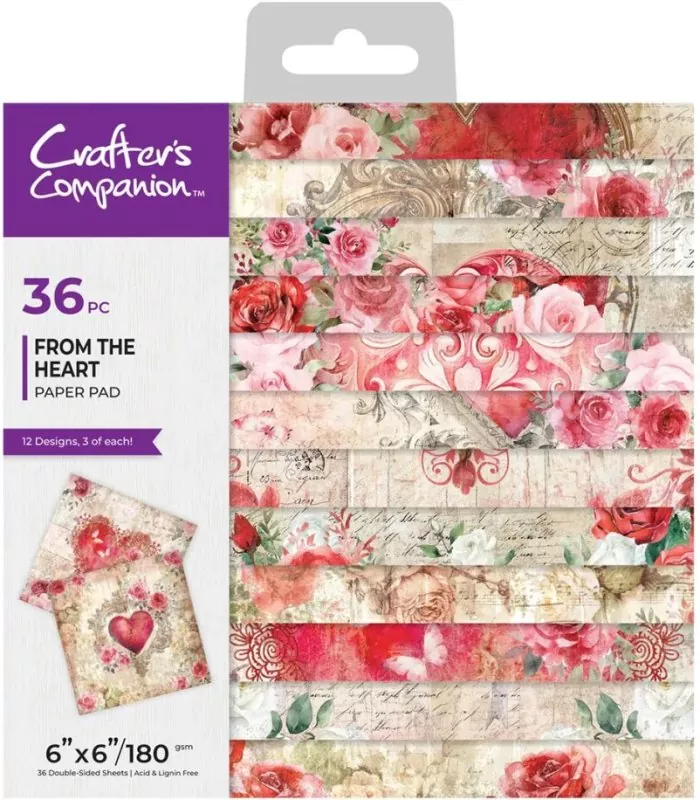 Crafters Companion From the Heart 6"x6" inch paper pad