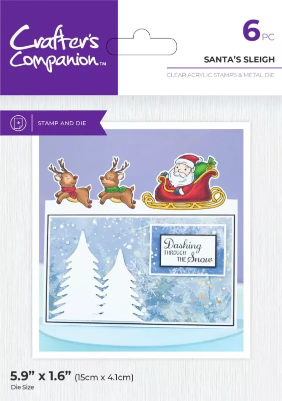 Festive Edge - Santa's Sleigh stamps and die set crafters companion