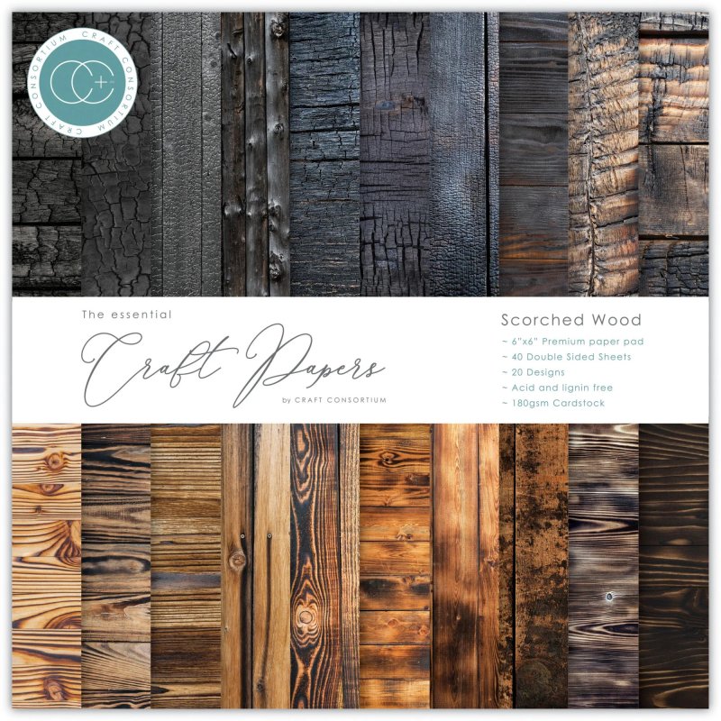 Craft Consortium - Scorched Wood 6"x6" inch paper pad