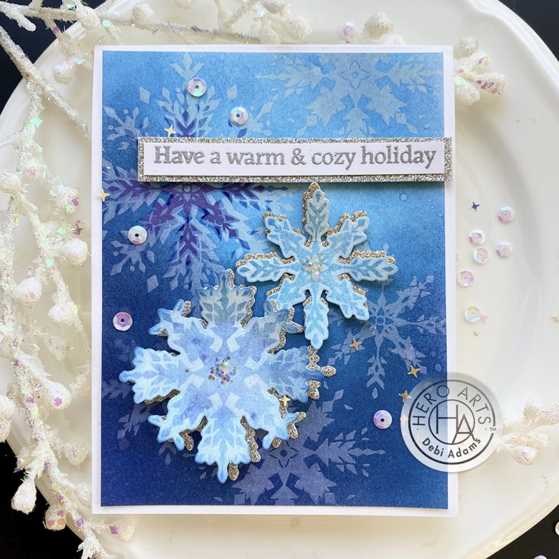 Snowflake color layering stamp Hero Arts 4