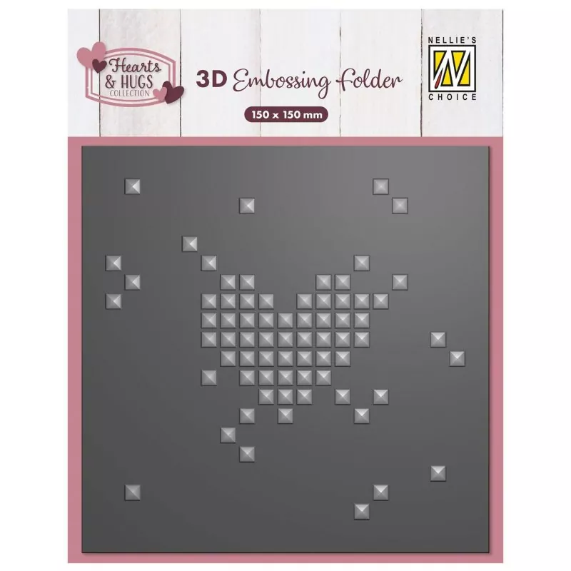 Pixel Heart 3D Embossing Folder from Nellie's Choice