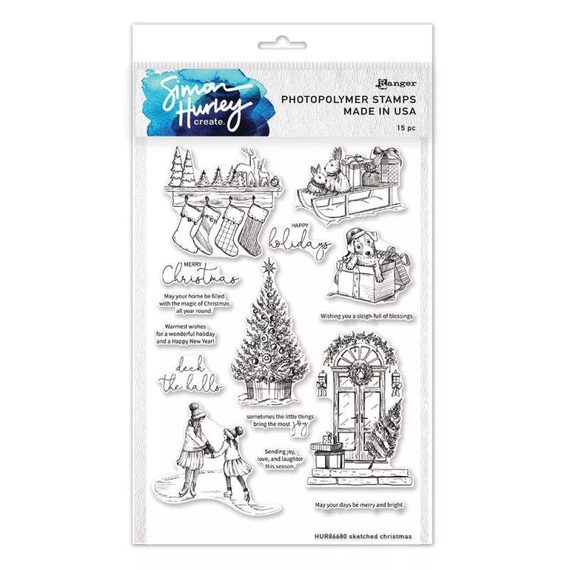 Simon Hurley Sketched Christmas Ranger Clear Stamps