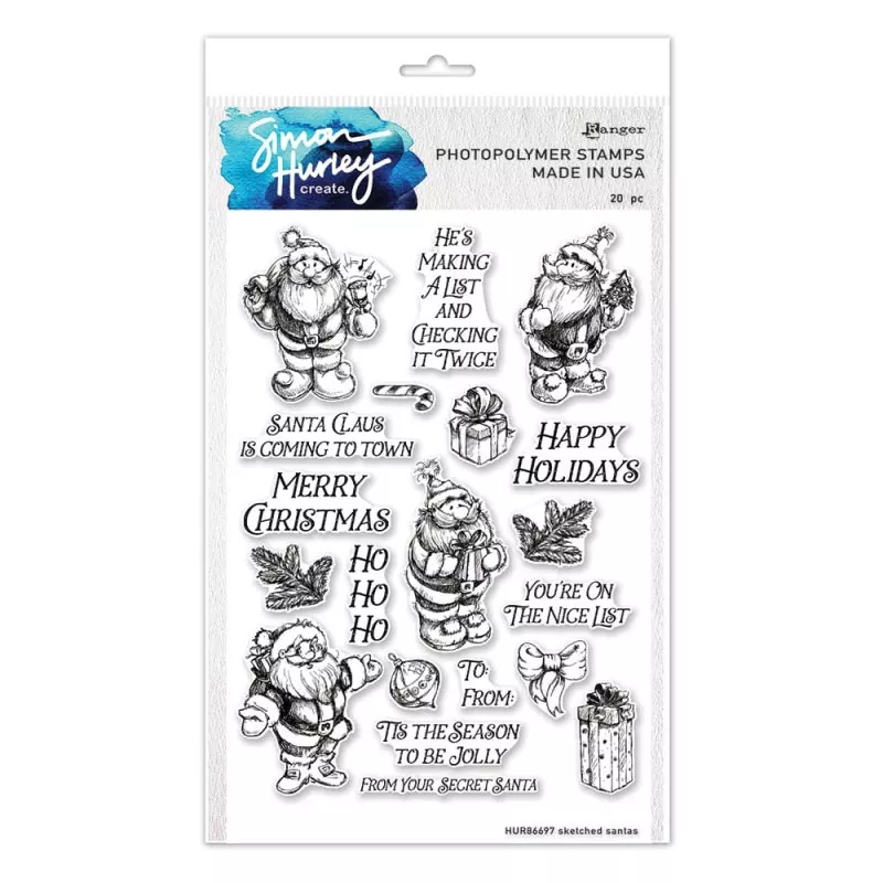 Simon Hurley Sketched Santas Ranger Clear Stamps