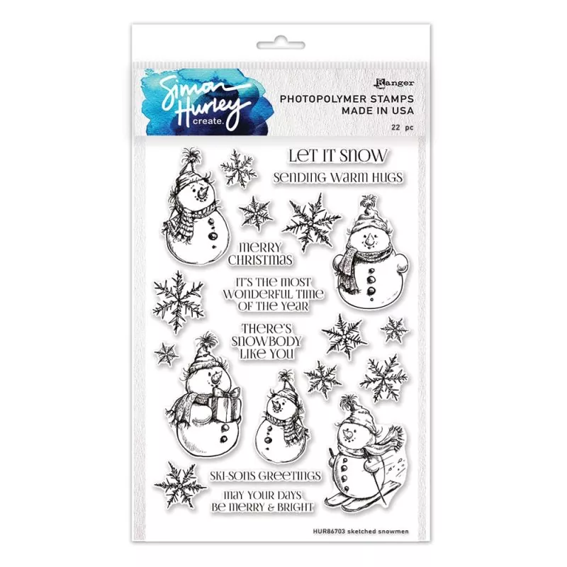 Simon Hurley Sketched Snowmen Ranger Clear Stamps