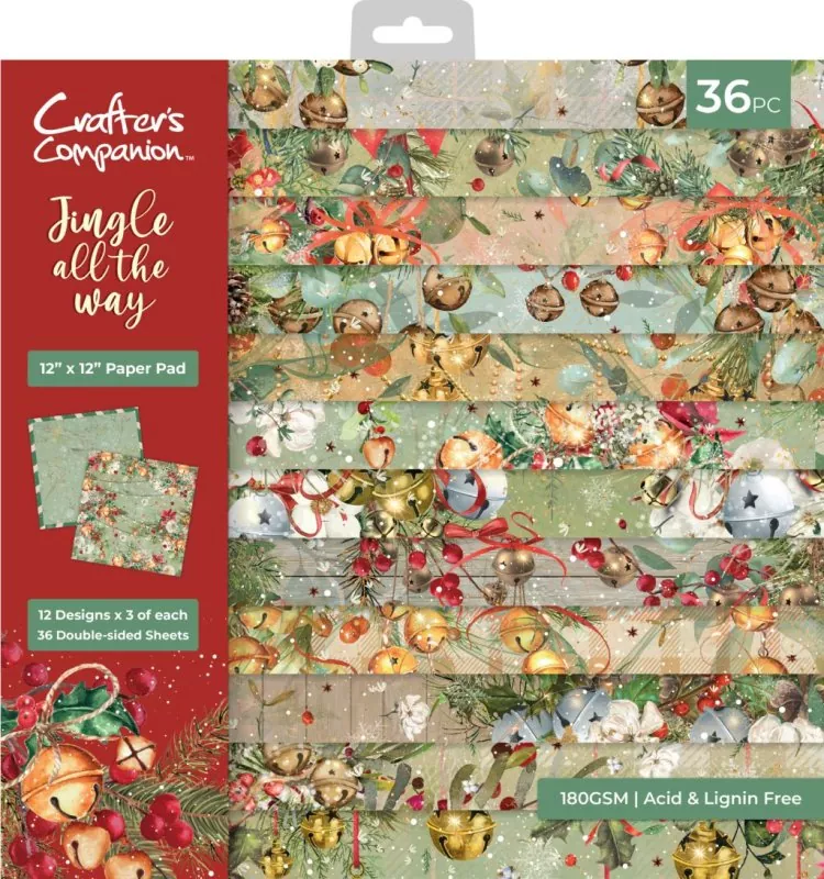 Crafters Companion Jingle All The Way 12"x12" inch paper pad