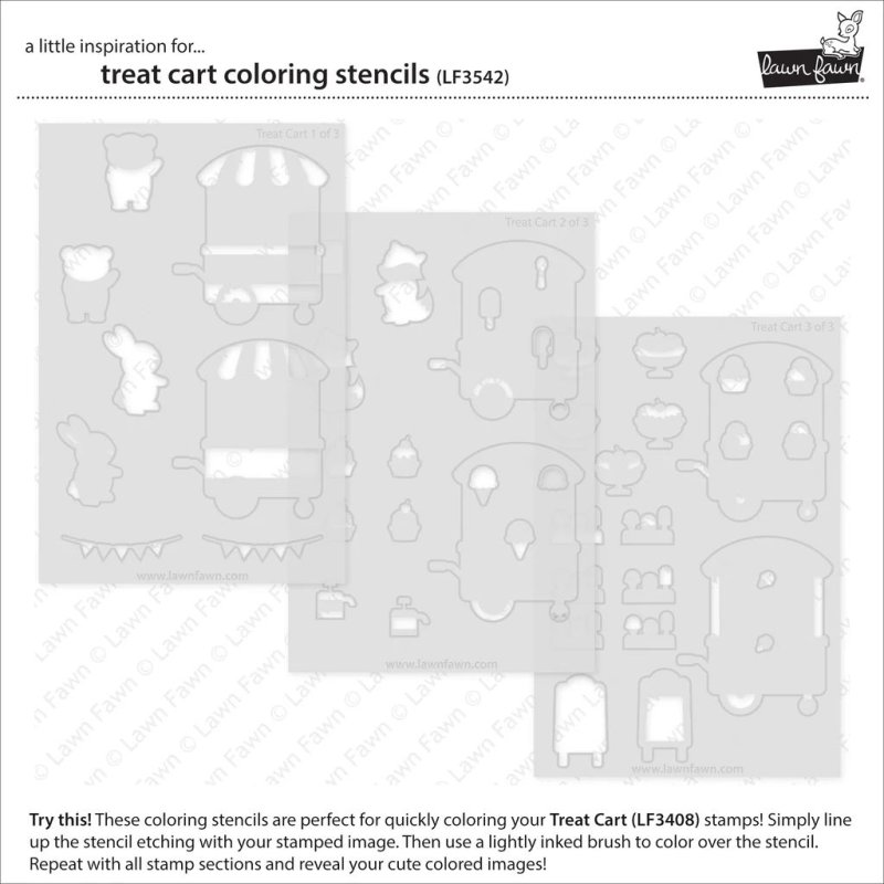 Treat Cart Coloring Stencils Lawn Fawn 1