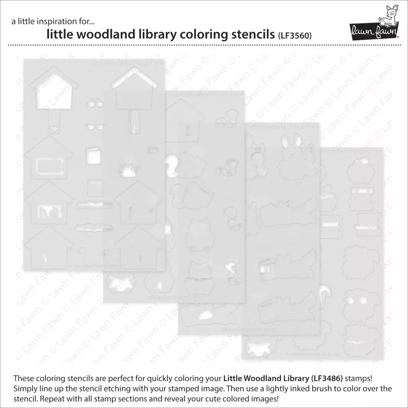 Little Woodland Library Coloring Stencils Lawn Fawn 1