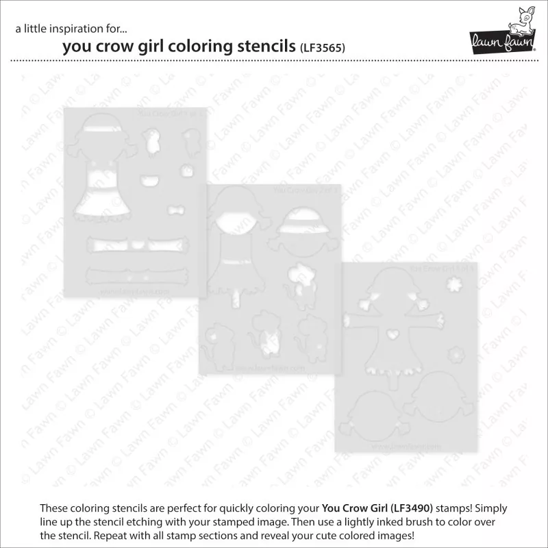 You Crow Girl Coloring Stencils Lawn Fawn 1