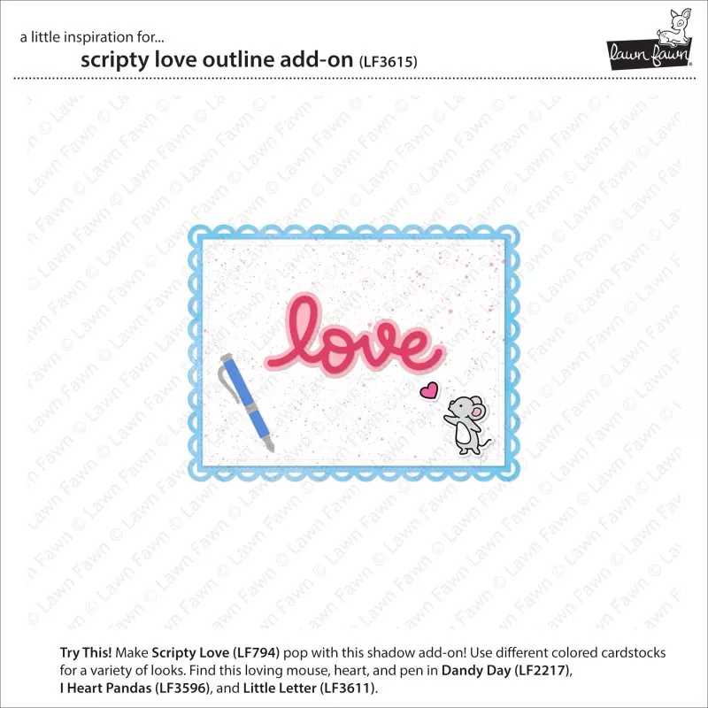 Scripty Love Outline Add-On Dies Lawn Fawn 1