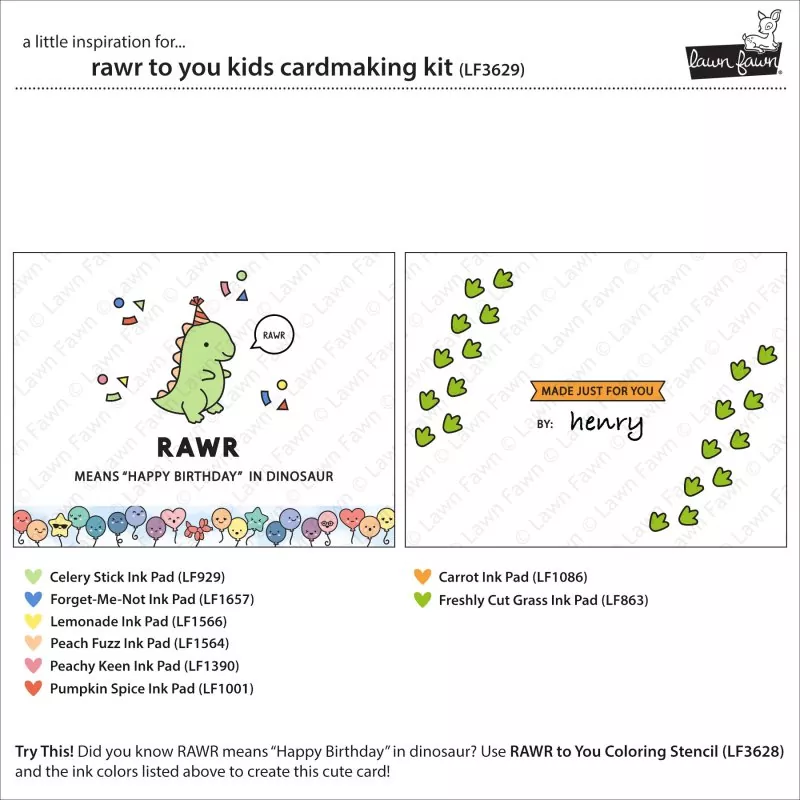 Rawr To You Kid's Cardmaking Kit Lawn Fawn 1