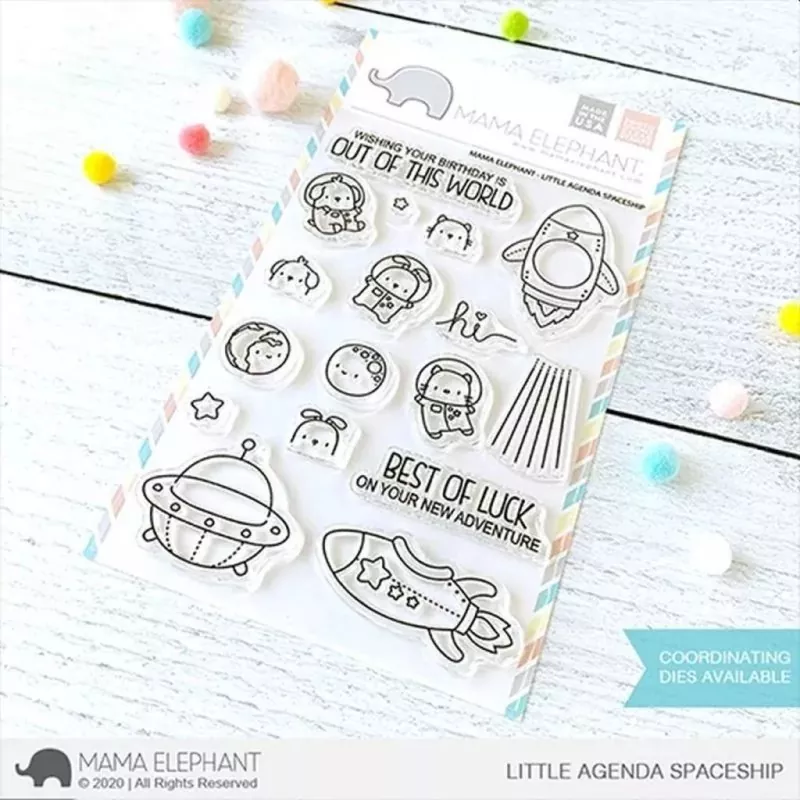 Little Agenda Spaceship Mama Elephant Stamp & Die Bundle