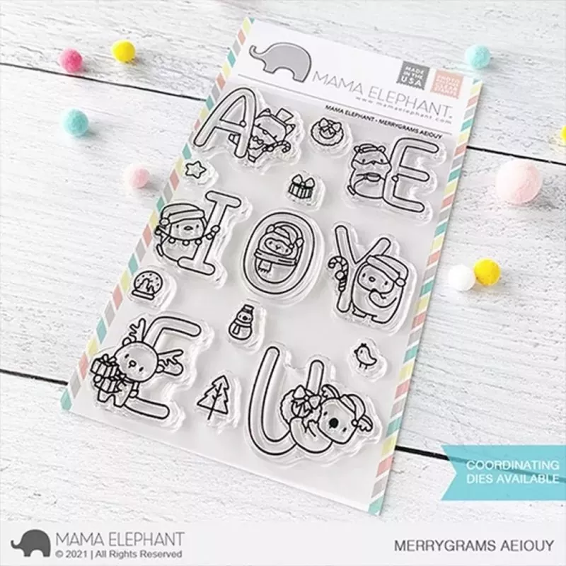 Merrygrams AEIOUY Mama Elephant Stamp & Die Bundle