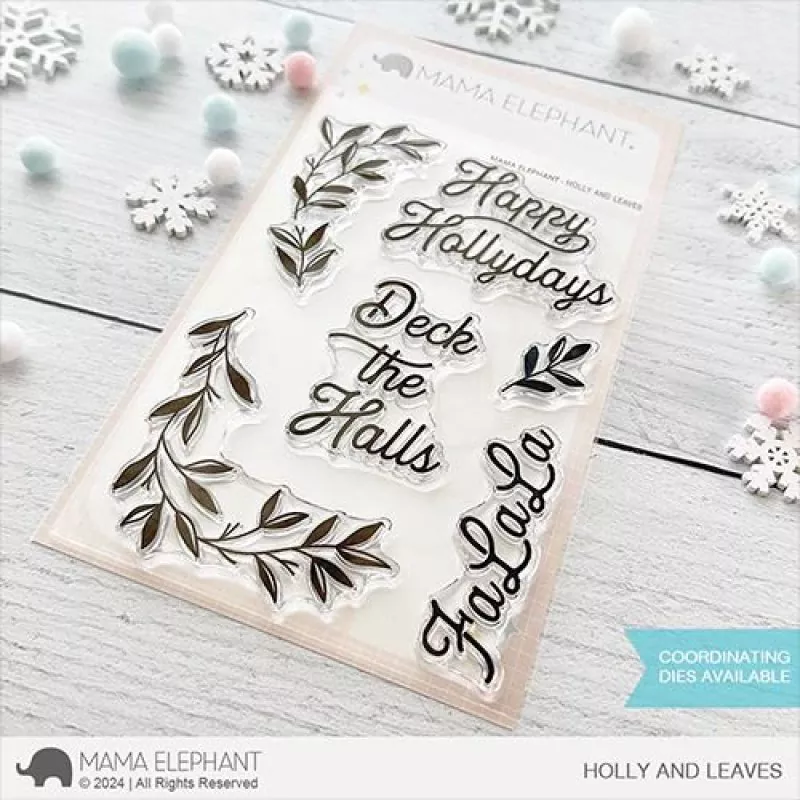 Holly and Leaves Clear Stamps Mama Elephant