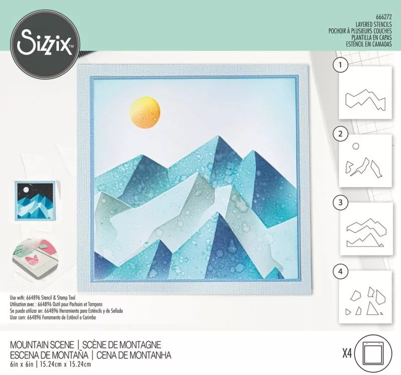 Mountain Scene Layered Stencils Sizzix