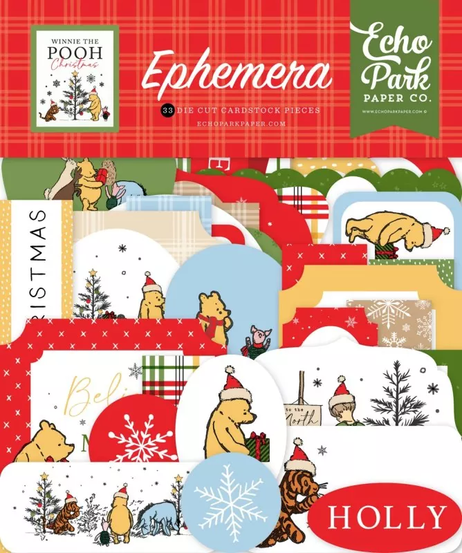 Winnie The Pooh Christmas Ephemera Die Cut Embellishment Echo Park Paper Co