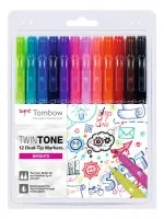 Tombow® Twintone Dual-Tip Markers - Brights - 12pk