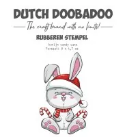 Kaninchen mit Candy Cane - Rubber Stamp - Dutch Doobadoo
