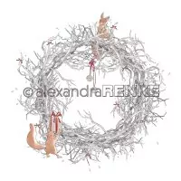 Florale Weihnachten Ästekranz mit Eichhörnchen - Alexandra Renke - Scrapbooking Paper - 12"x12"